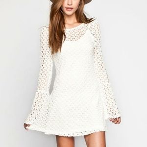 Mimi Chica Crochet Bell Sleeve Dress
